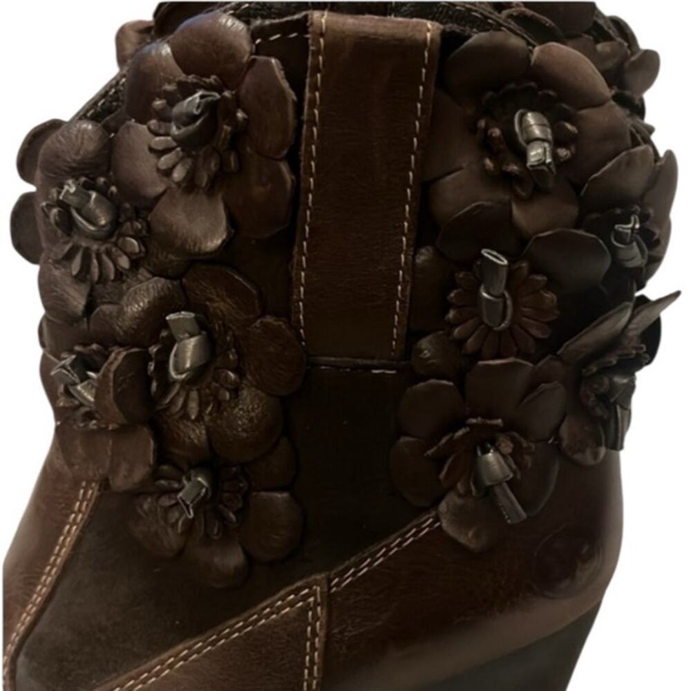 Lobo Solo Women's Ankle Boots Genuine Bovine Leather Flower Design Size 6 - Picture 9 of 13